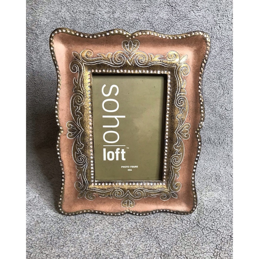 Vintage Soho Loft Photo Frame 4x6 Resin Peach Green Home Decor